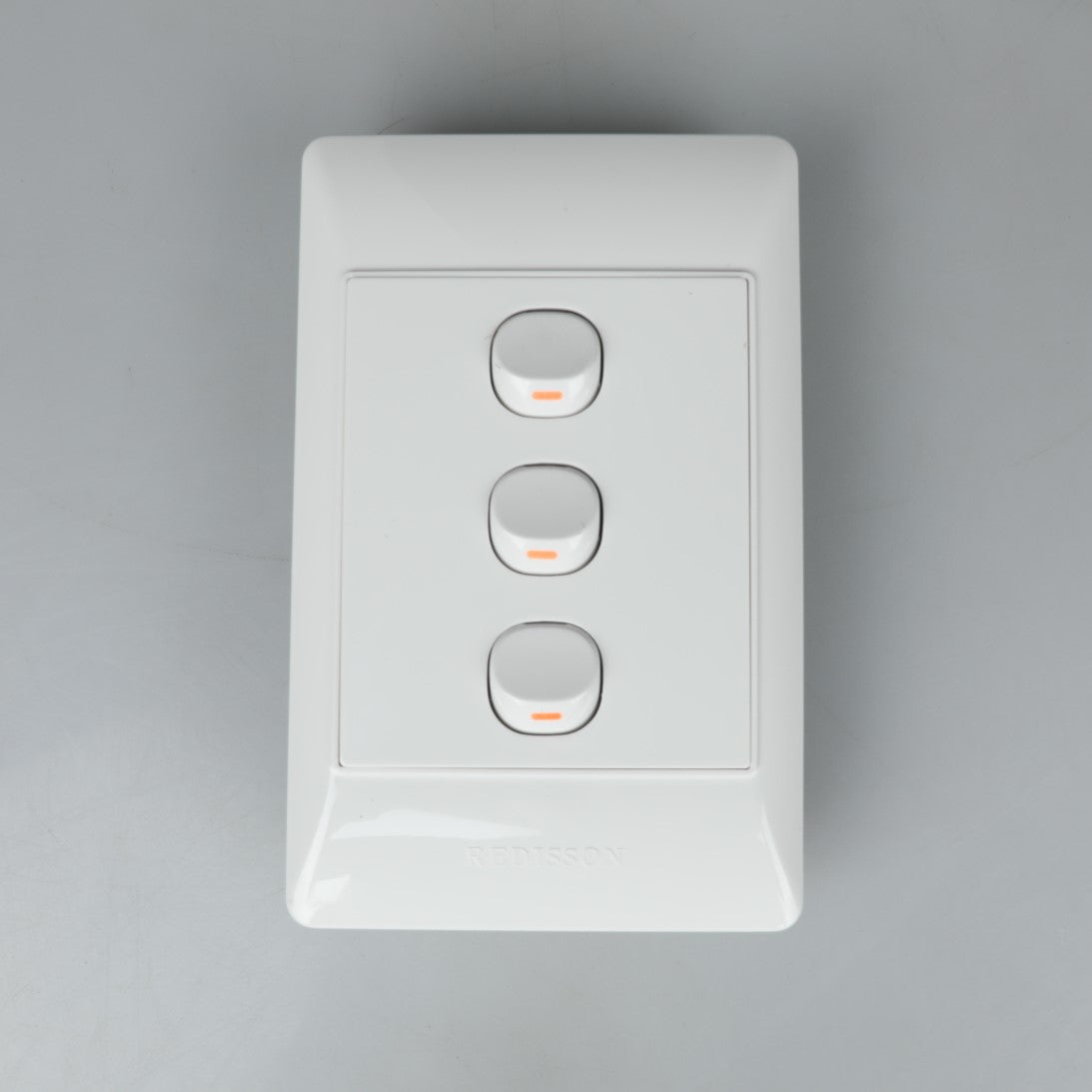 REDISSON Stylish White Simple Light Switch Plate – Safe, Long Life and Glossy Finish 3-Lever Wall Switch for an Elegant Space A103