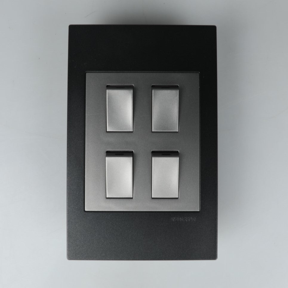 REDISSON 4 Lever Wall Luxury Switch – Silver Grey Elegance, Safe and Long Life for Stylish Simplicity A104-C-SG
