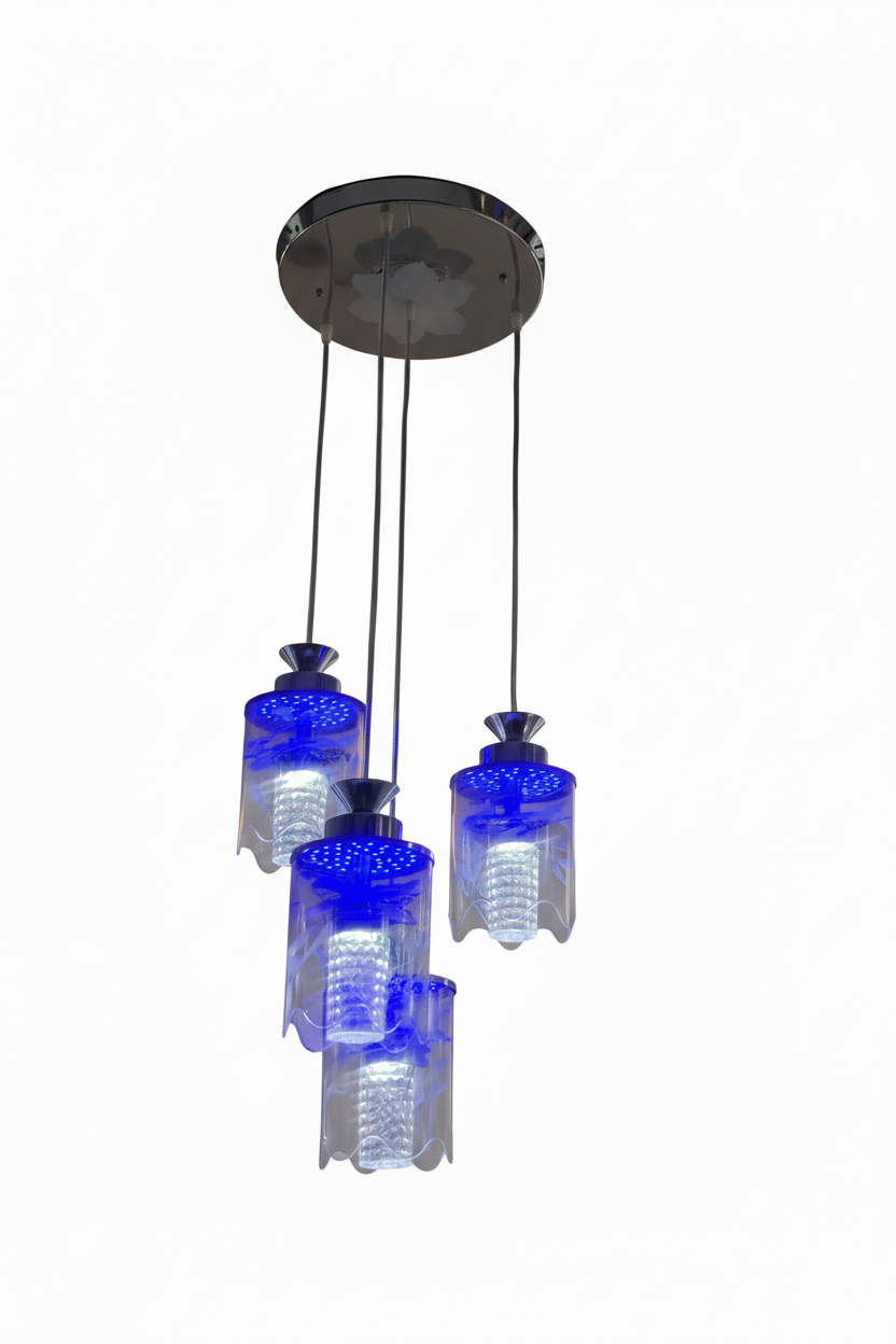 Four-arm colored glass chandelier 9900/3+1
