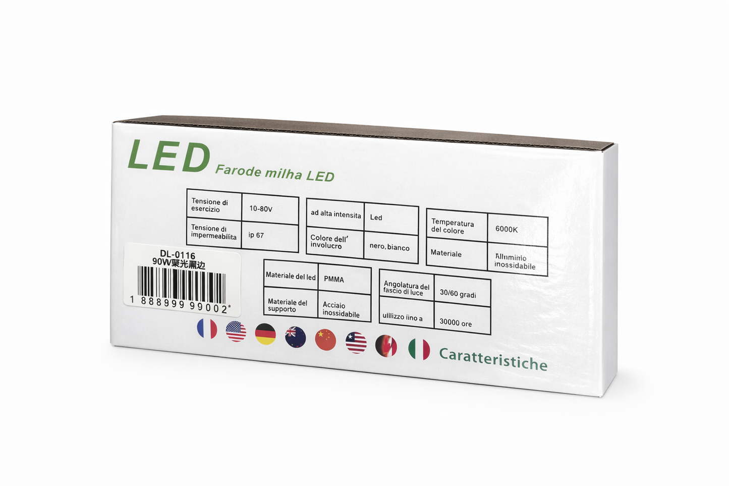 90W Round LED Work Light – 19 LED Off-Road Driving Lamp size 180mm