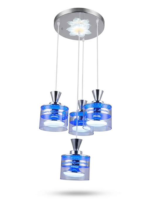 Four-arm LED kitchen colored glass chandelier 9941/3+1