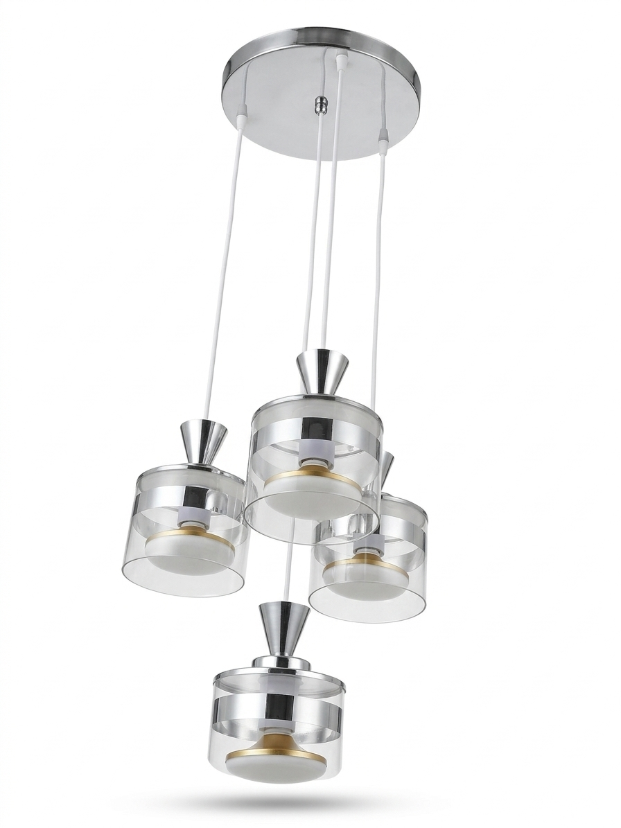 Four-arm LED kitchen colored glass chandelier 9941/3+1