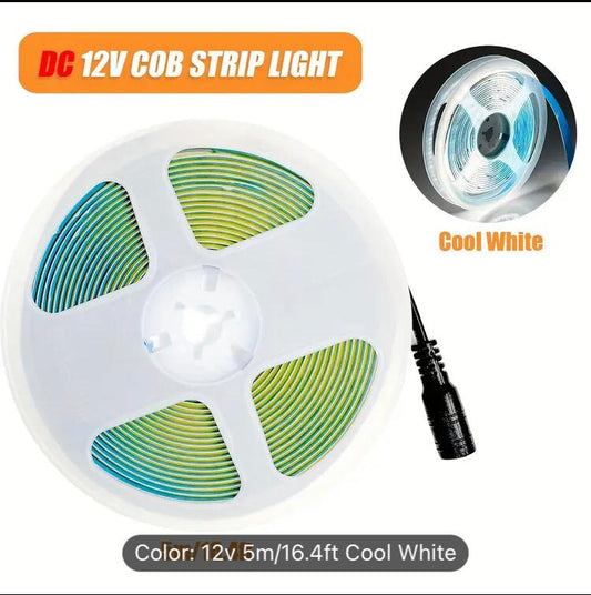 8mm 24VDC COOL WHITE 6500K LED COB STRIP LIGHT IP20 14W/M /10M