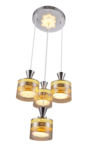 Four-arm LED kitchen colored glass chandelier  9941/3+1