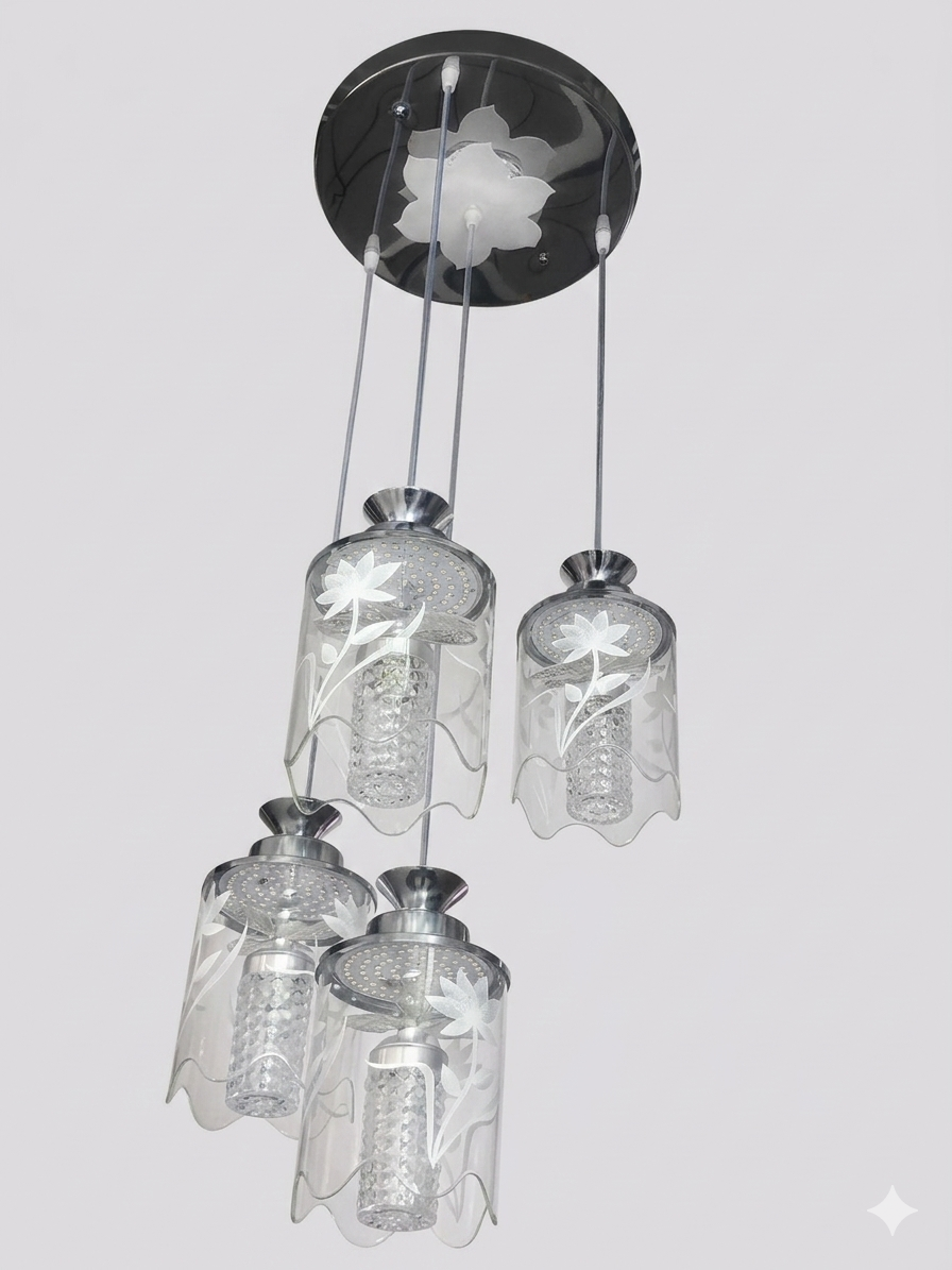 Four-arm colored glass chandelier 9900/3+1