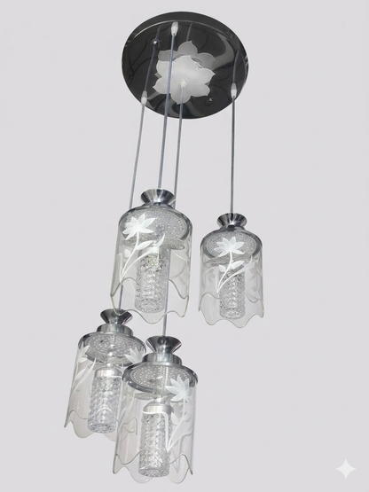 Four-arm colored glass chandelier 9900/3+1