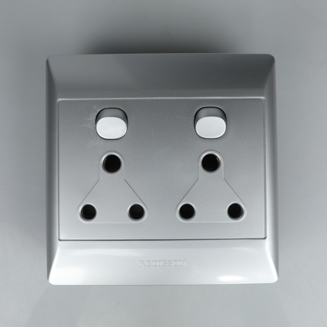 REDISSON D01(SIL) Electrical Outlet - Double Lever Wall Switch for Convenient Power Control Double Wall Socket (4X4)