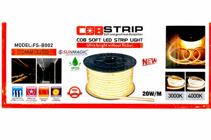 1M-8mm 220v LED COB STRIP LIGHT IP65 (Waterproof) 20W/M / (no transformer required )Color- Warm White-Cool White-Day Light-Blue-Red-Green-Yellow