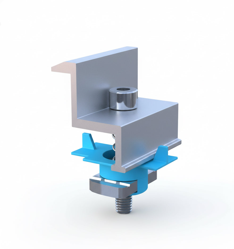 Solar End Clamp for P2000 Slotted Rail