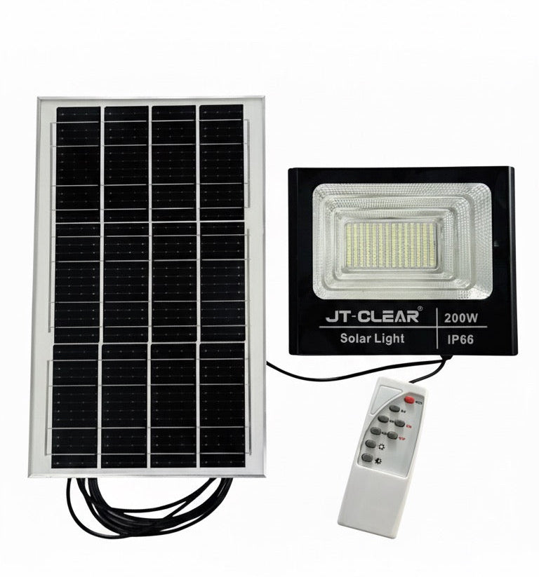 200w JT High Bright Solar Flood Light, Spotlight with Remote Control.