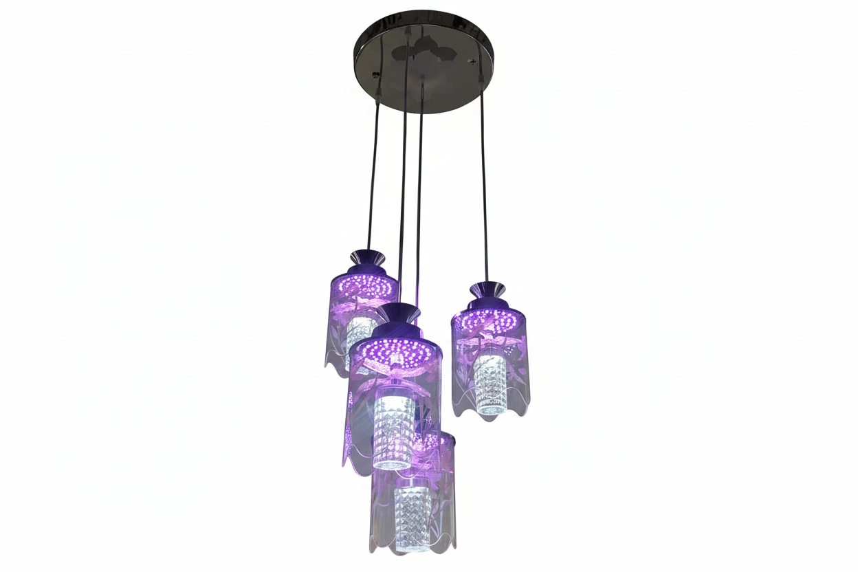 Four-arm colored glass chandelier 9900/3+1