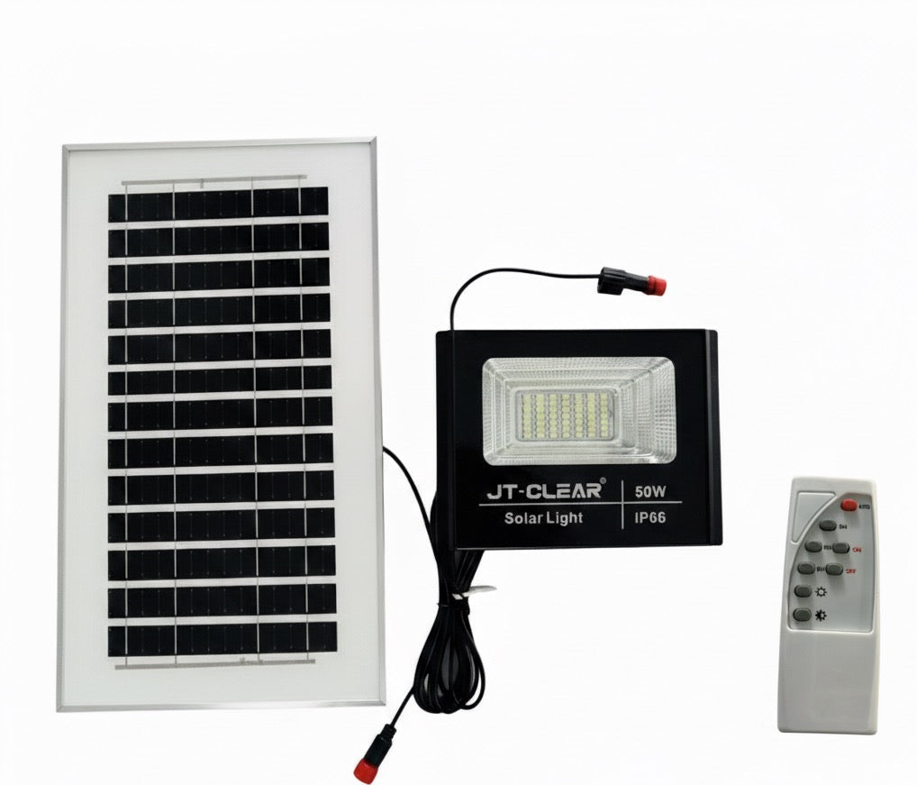 100w JT High Bright Solar Flood Light, Spotlight with Remote Control.
