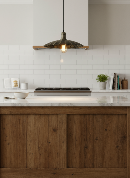 Industrial Brushed Black & Gold Metal Pendant Light – E27 Base