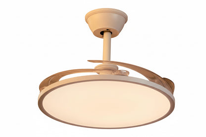 Deluxe Decorative Slim Ceiling Fan with invisible/Retractable Wind Blades and  Remote Control White