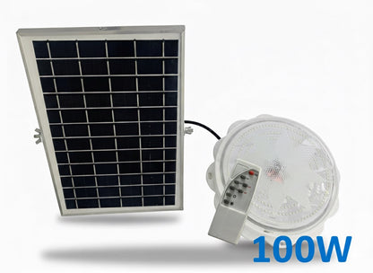 100w LED Solar Powered Ceiling Lamp Remote Control Timing indoor and Outdoor Waterproof Solar Ceiling Light with Solar Panel DX049 100W