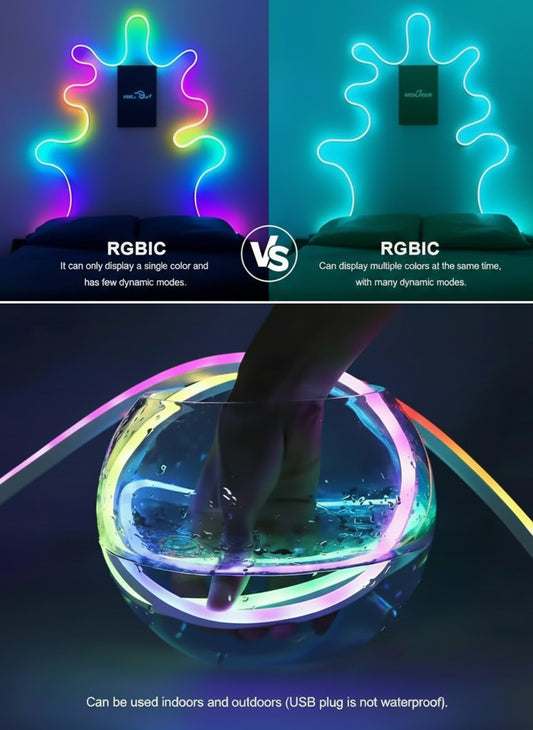 5V USB APP CONTROL SMART LED NEON RGBIC  ROPE LIGHT 10m