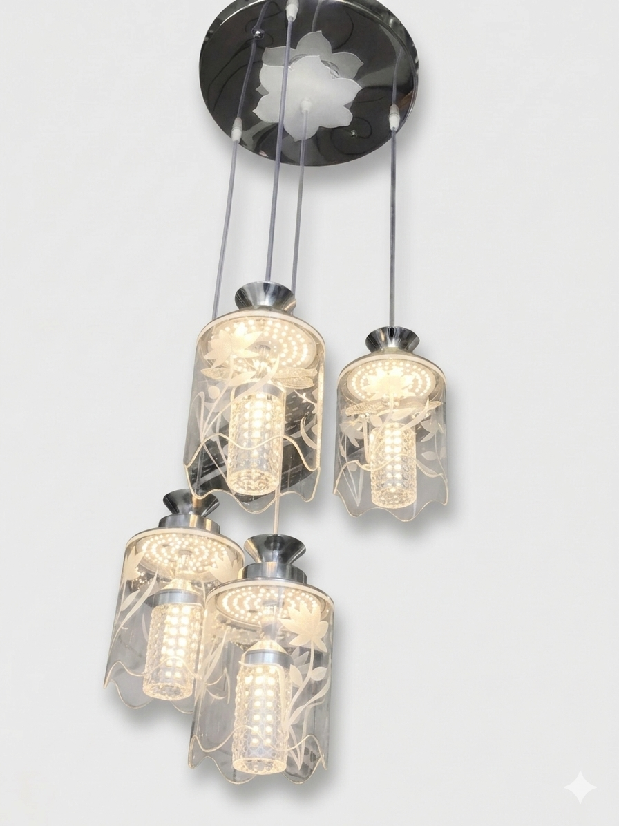 Four-arm colored glass chandelier 9900/3+1