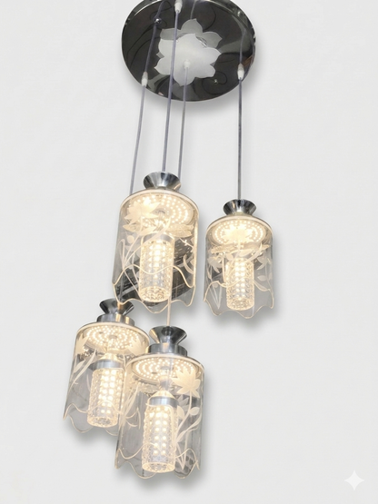 Four-arm colored glass chandelier 9900/3+1