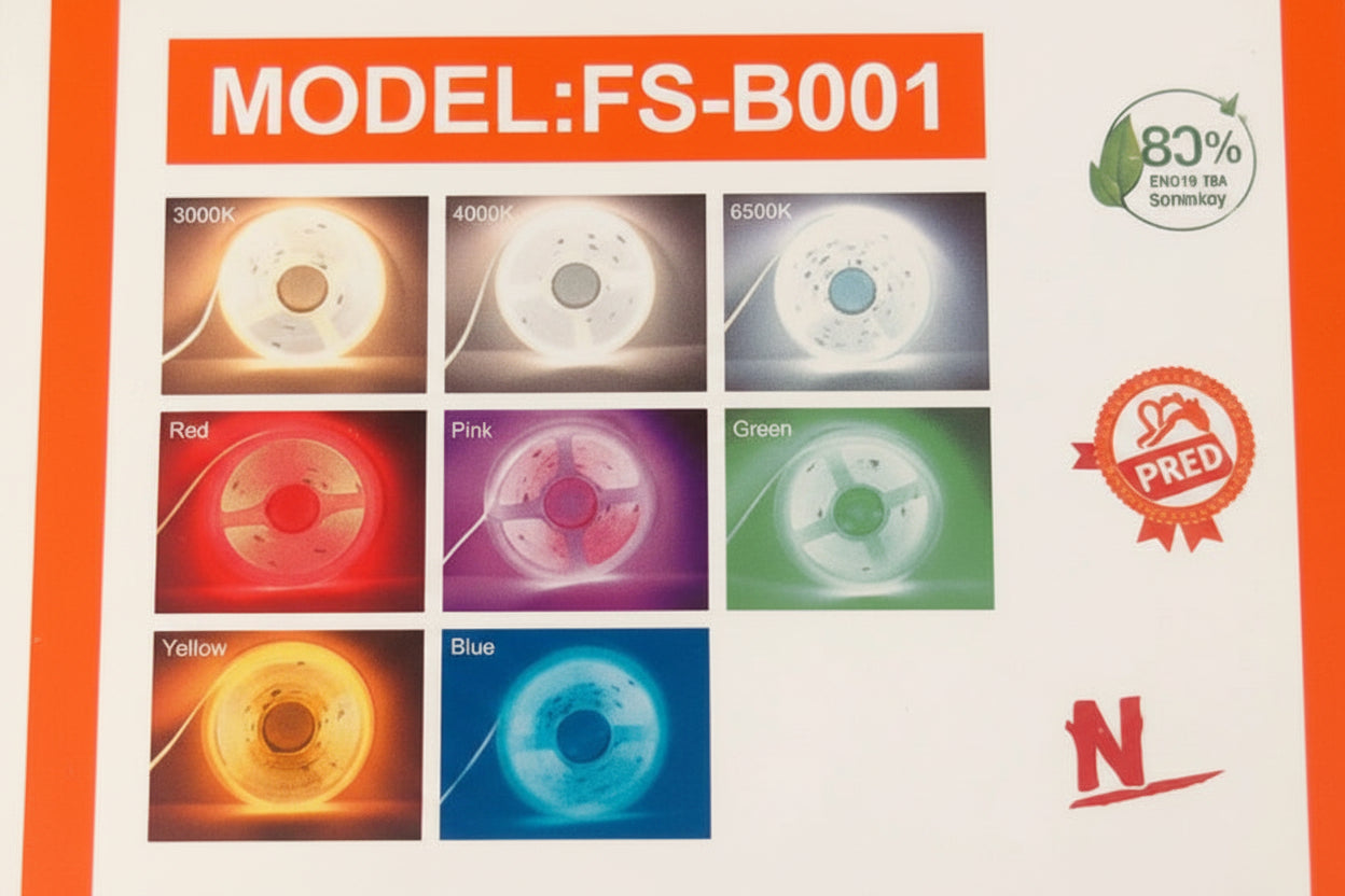 1M-8mm 220v LED COB STRIP LIGHT IP20 20W/M /1M ROLL (no transformer required )Color- Warm White-Cool White-Day Light-Blue