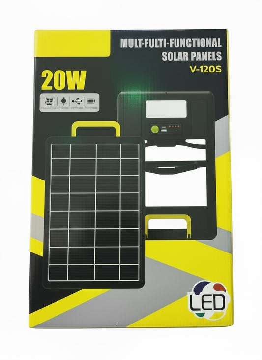 20w 2400mAH Solar Power Bank/12v Battery Charger and LED Light 5v/9v/16v V-120S