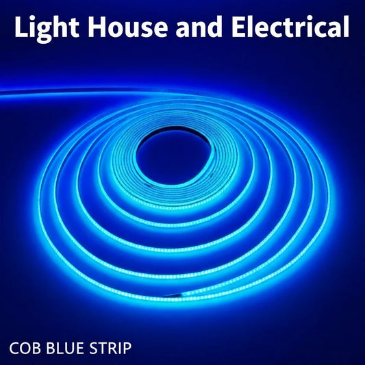 8mm 12VDC BLUE LED COB STRIP LIGHT IP20 10W/M /5M