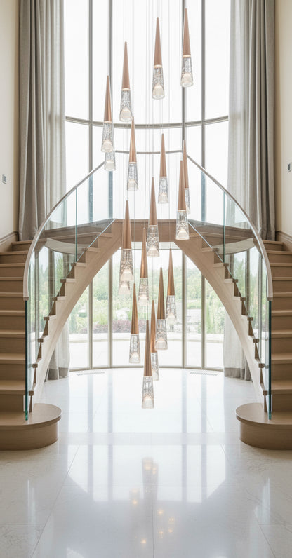 LED MODERN CHANDELIAR 24 WATER GOLD AND CRYSTAL TEAR DROP