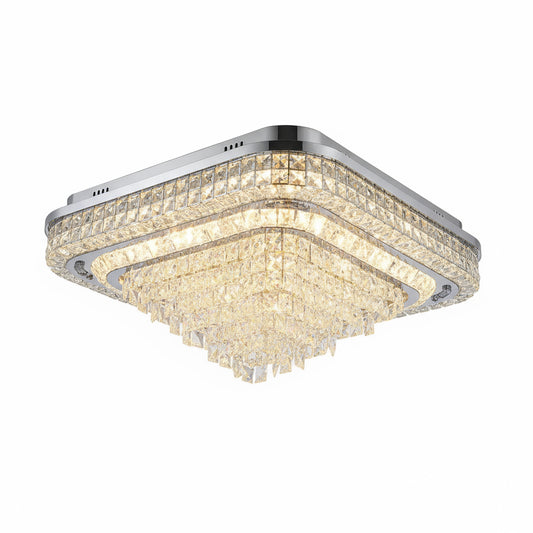 DX013 - LED Square Glass Chandelier, Gold, Modern