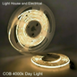 8mm 24VD NATURAL WHITE 4000K LED COB  STRIP LIGHT IP20 14W/M /10M