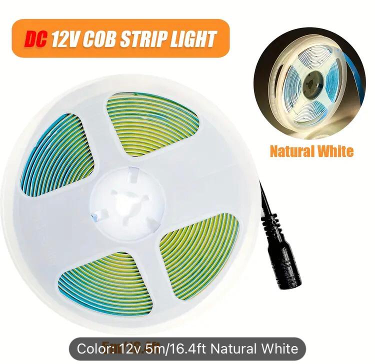 8mm 24VD NATURAL WHITE 4000K LED COB  STRIP LIGHT IP20 14W/M /10M
