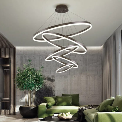 5 color Modern Ring Gold Premium Sense Dining Chandelier Pendant Light (5 Rings) 8120-4-6-8-10