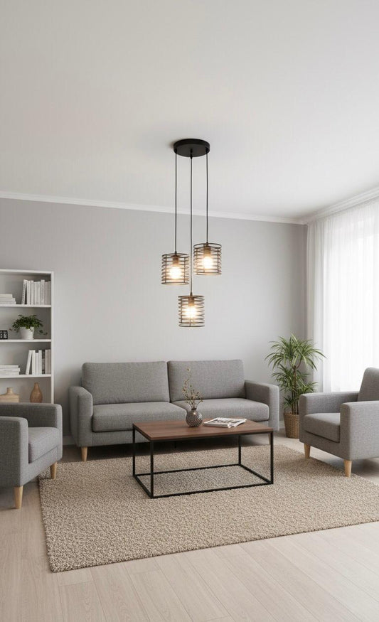 Transform your home into a chic and modern haven with our 3 Metal Wire Cage Modern Chandelier Lamp 1821-3