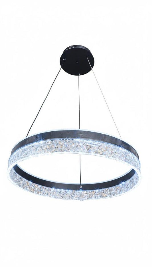 Modern Black Iron, Acrylic, and Glass Crystal Chandelier (3 color) warm white,cool white and day light.D9002/500