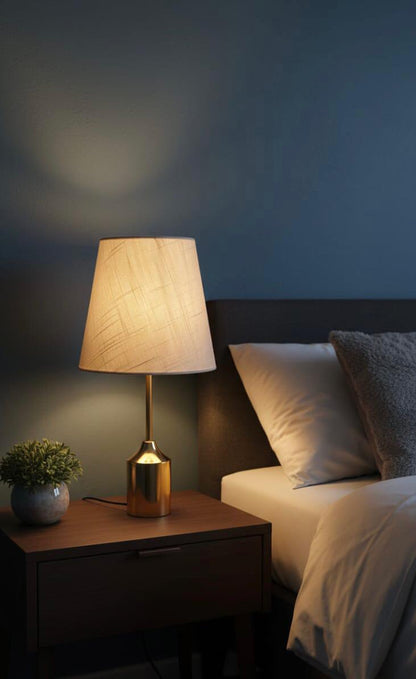 Contemporary Polished Brass Cylinder Table Lamp HD014