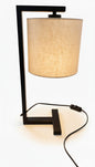 Geometric Black Frame Desk Lamp with Natural Shade JMX-25190/1T