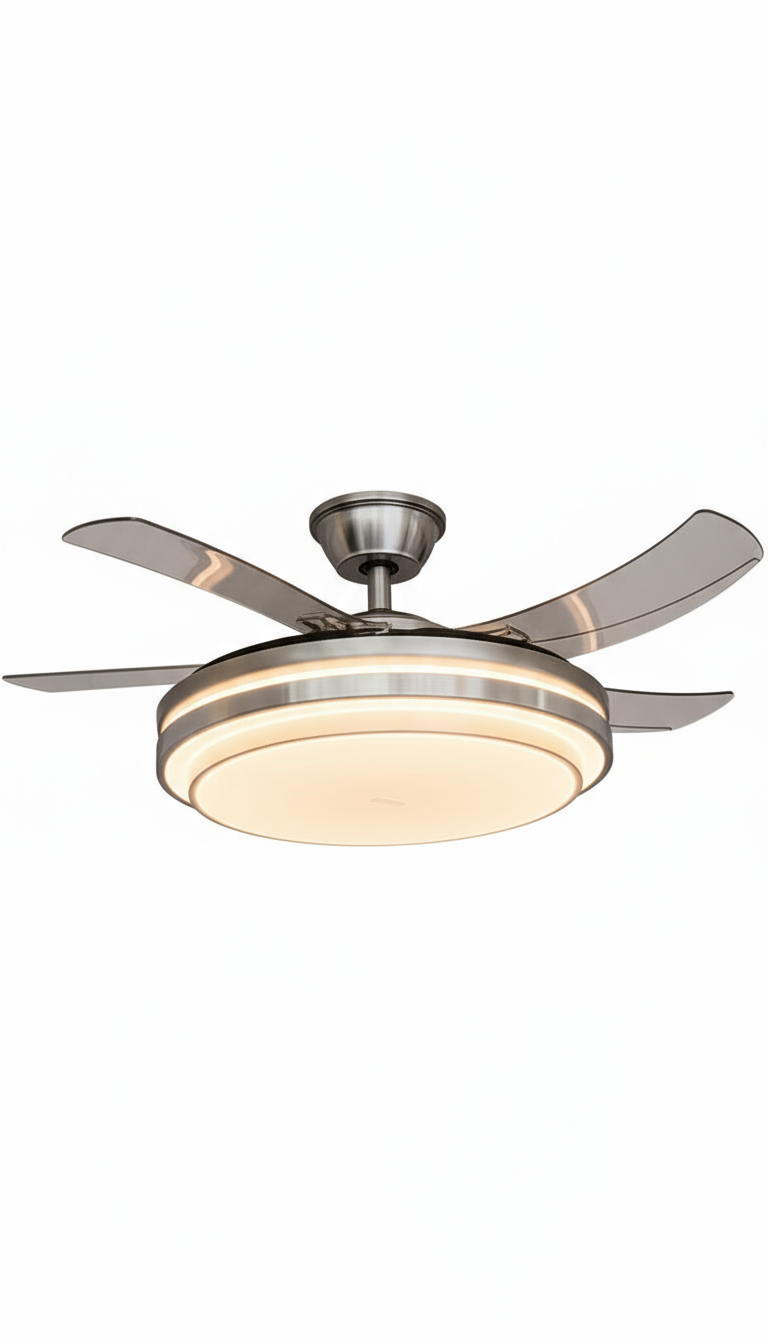 Modern Ceiling led light fan retractable  Blades HF-6101