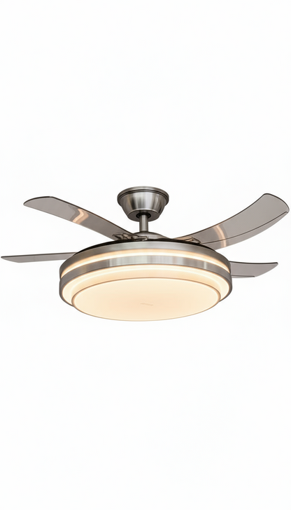 Modern Ceiling led light fan retractable  Blades HF-6101
