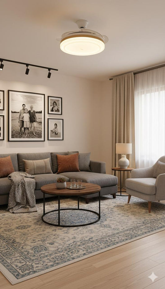 Modern Ceiling led light fan retractable  Blades FL-652