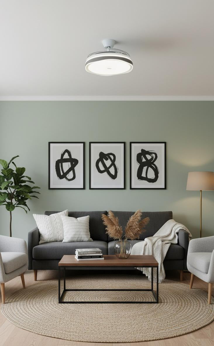 Modern Ceiling led light fan retractable  Blades FL-653