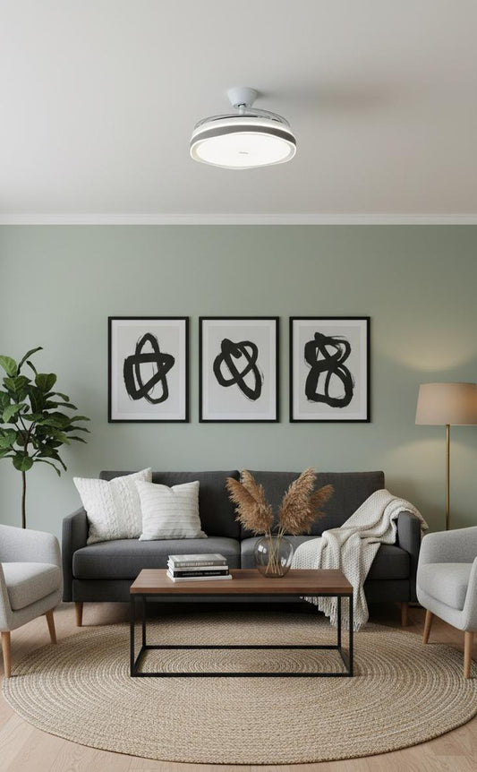 Modern Ceiling led light fan retractable  Blades FL-653