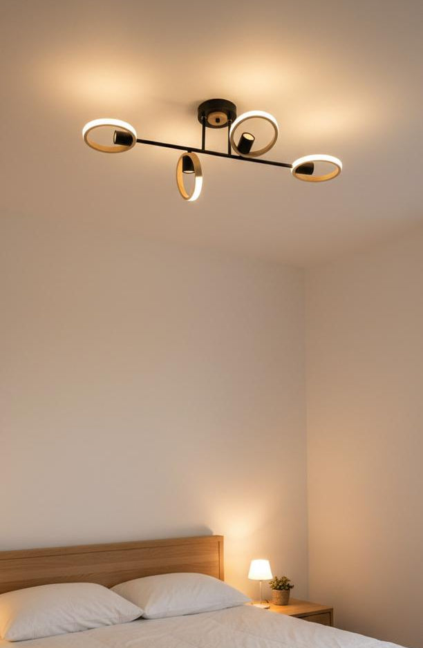 4-Light black Sputnik Semi Mount Ceiling Light E27 8247-4X BK