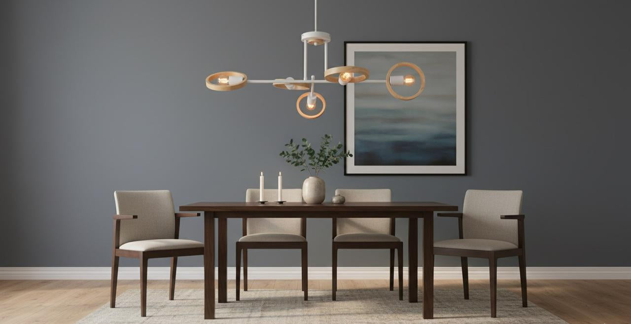 4-Light white Sputnik Semi Mount Ceiling Light E27 8247-4X WH